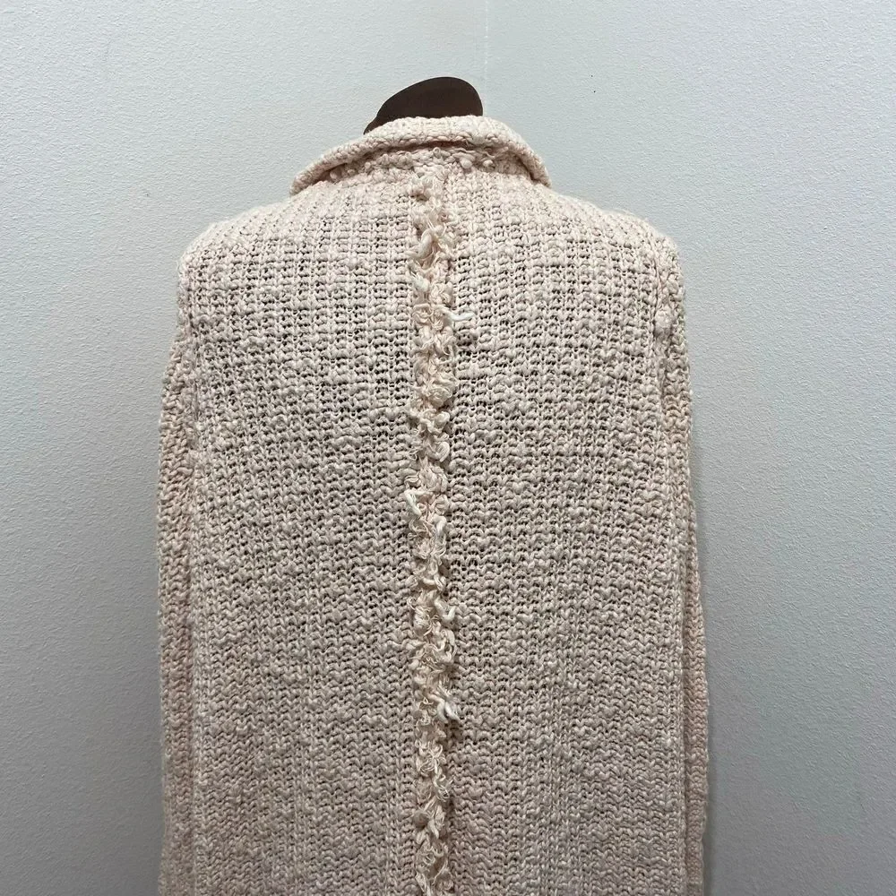 Free People Waterfront Chunky-Knit Long Sleeves Cardigan in Rose Size X-Small